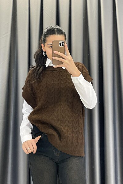 Noa&Noa Çift Saç Örgü Şardonlu Süveter - Acı Kahve Acı Kahve