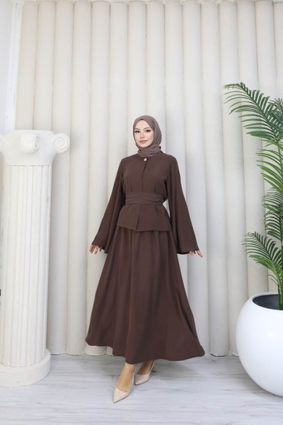 ankanoor Tencel Peplum Look Spanish Style Skirt Suit Anka264057