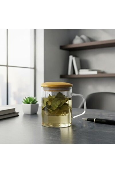 Nacario NrcrioShop بامبو كوب بغطاء ومصفاة زجاجية سعة 350 مل |   شاي الأعشاب، ...