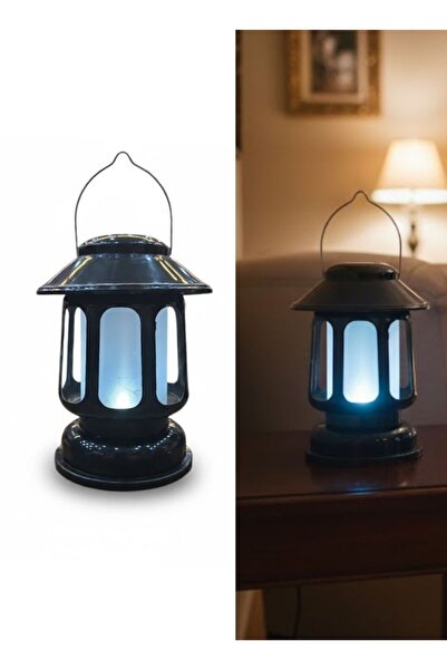 Premium فانوس رمضاني كلاسيكي أسود اللون مع إضاءة LED دافئة