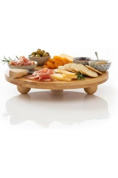 Nacario Nrcrioshop Bamboo Round Presentation Plate with Stand – Natural Wood ...