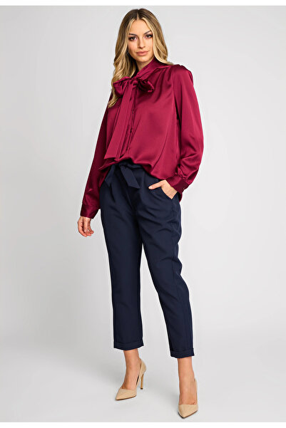 OEM Elegant shirt, Petal satin blouse, with front bow