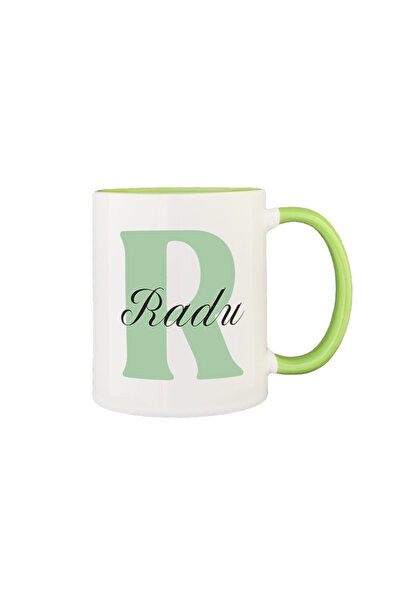 AFFIX THE DIFFERENT PERSPECTIVE Personalized mug, white with green interior a...