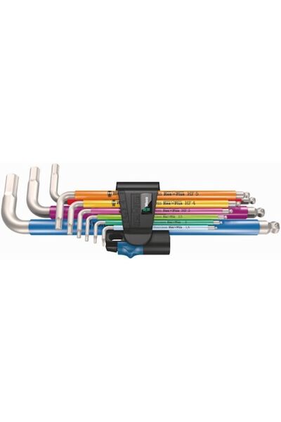 wera Set de 9 chei hexagonale, Wera, oțel inoxidabil, hexagonale, multicolore