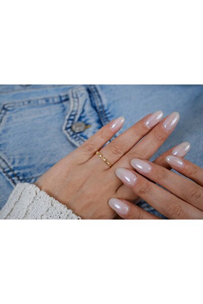 ATELİER TUĞBA خاتم YZK242 ذهبي اللون بتفاصيل نجمة صغيرة ومرصع بالأحجار قابل ل...