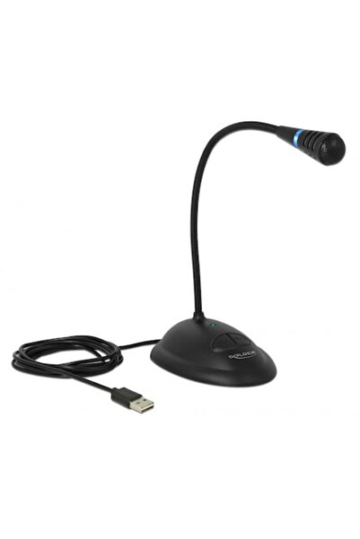 DELOCK Microphone with Stand, USB, 1.7 m, Black