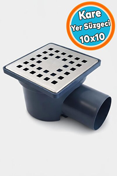 NZB Yer Süzgeci 10x10 Kare Paslanmaz Çelik 45 mm Zemin Süzgeci Banyo Duş Tuva...