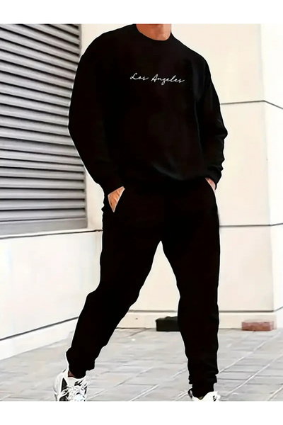 mercoledi Mix Printed Unisex Oversize Crewneck Bottom/Up Trouser Track Suit Set