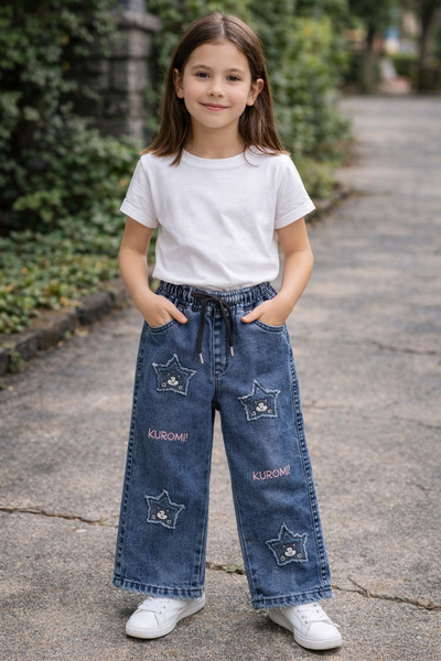Uğur bebe Kuromi Patterned Girls' Lycra Jeans |   Fully Elasticated Adjustabl...
