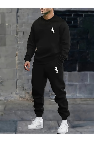 mercoledi Mix Printed Unisex Oversize Crewneck Bottom/Up Trouser Track Suit Set