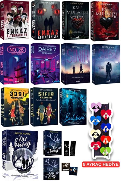 İndigo Kitap Beyza Alkoç 13 Kitap Set Karton Kapak-8'li Özel Tasarım Kalp Ayr...