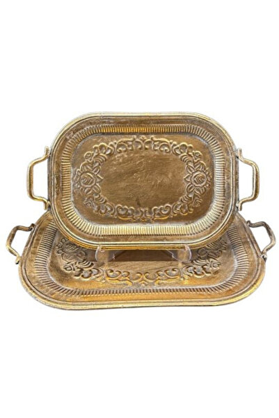 Kadim Vizyon İTHAL METAL ESKİTME TEPSİ 2Lİ 48CM-39CM