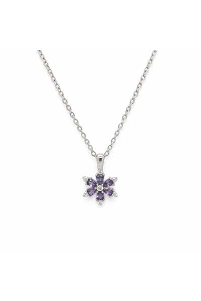 Swarovski Crystal قلادة بتصميم زهرة من حجر الزركون الأرجواني