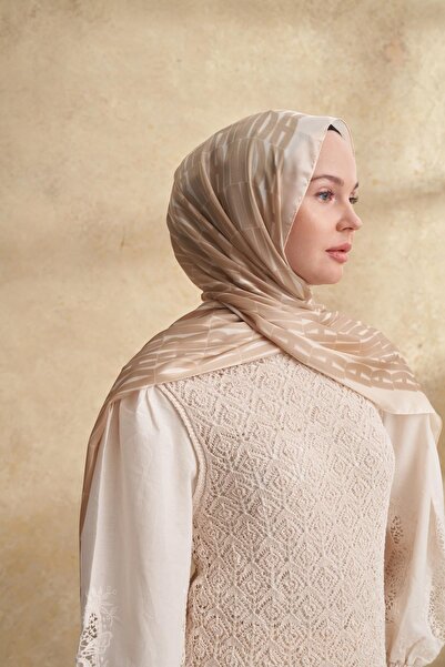 ARMANDA Imported Voile Patterned Shawl - Dark Beige