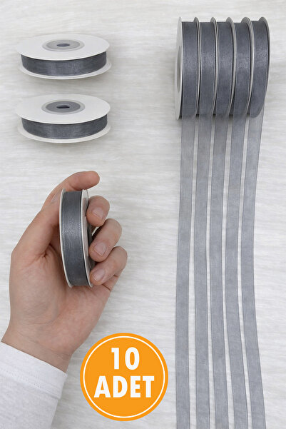 ZEYMERADE 10 штук органзи-тюлю стрічки сірого кольору 1 см 22 м, пакунок, зар...