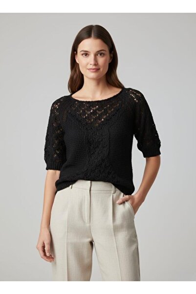 Cockatoo Openwork Half Sleeve Knitwear Blouse Stylish Design