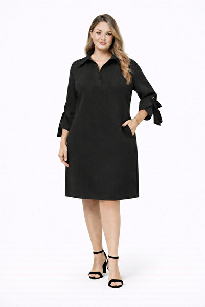 codemark Women's Shirt Collar Bird Eye Detailed Dress