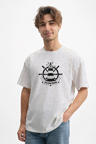 caddekombin Ανδρικό μπλουζάκι Sea Passion: Γκρι μπλουζάκι με στάμπα Old Light...
