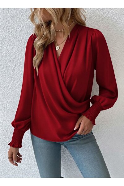 Zerenyus Women's Long Sleeve Flowing Double Breasted Collar Sleeve Tipped San...