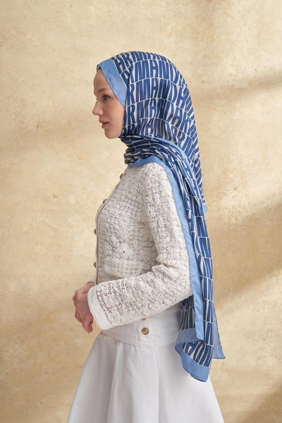 ARMANDA Imported Vual Pattern Shawl - Indigo