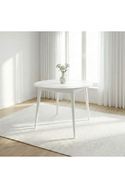 silla Concept Vera Beyaz Ahşap Oval Açılır Masa (ÇAP 105)