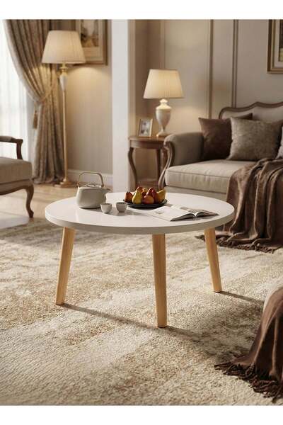 Taimi Pack Of 2 Round Side Table, Solid Wood Coffee Table, Side Table Bedroom...