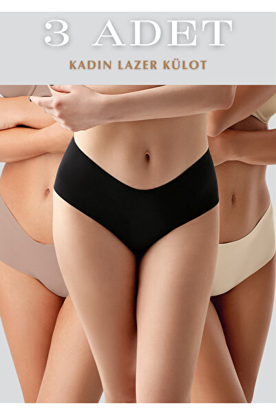 Lienna Laser Cut 3-Piece Bato Panties - Non-Marking Seamless Gathering Underwear