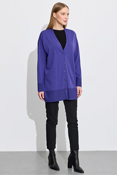 Tığ Triko Eteği Simli Önden Düğmelı Rayon Hırka K.MOR