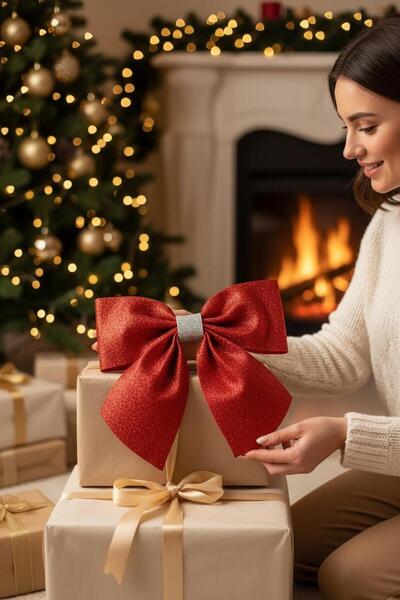 Cadde Süs Fundiță gata făcută cu sclipici din EVA 25 cm x 25 cm