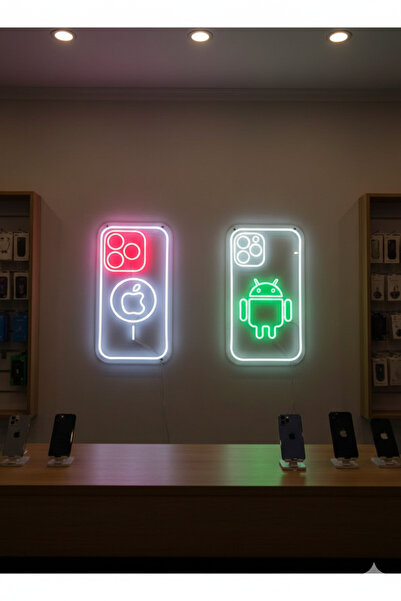 dekoraven Telefon & Android Logolu Dekoratif Neon Led Tabela - Telefon Teknik...