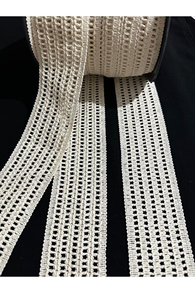 ULUPAMİR شريط قطني مربع الشكل بنمط متوسط اللون كريمي 1 متر