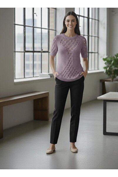 Cockatoo Openwork Half Sleeve Knitwear Blouse Stylish Design