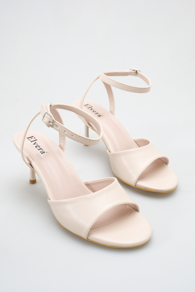 MALENTA Sandale de damă cu toc subțire, cu vârf rotund și curea la gleznă - E...