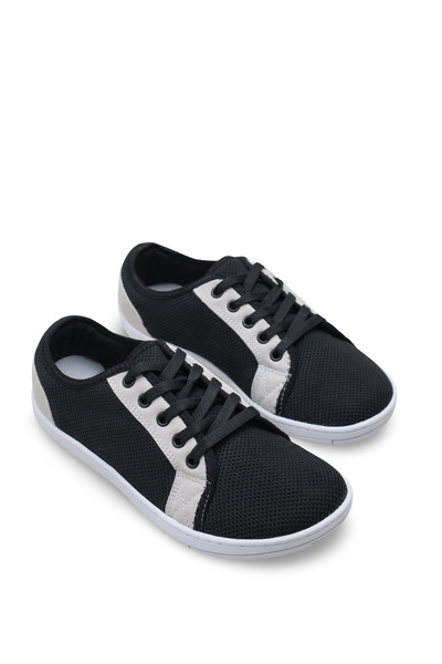 Women's Barefoot Shoes in Black and White, Flexible and Lightweight Minimalist Sneaker with Wide Toe Design