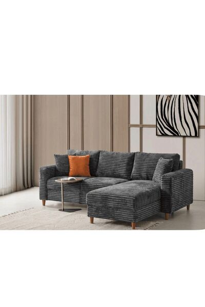 Evondi Vereno modern L Köşe 255x195 Sağ - Bazalı, Yataklı, Silinebilir Kumaş ...