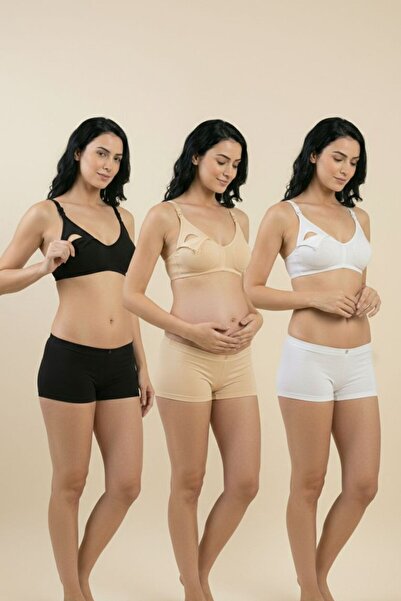 bill liza Σετ 3 τεμαχίων Γυναικείο χτενισμένο βαμβακερό σουτιέν θηλασμού - Μα...