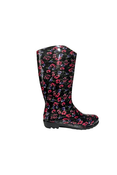 Emek Women's Purple Patterned 35 cm Long Garden Rain Boots Emk52108