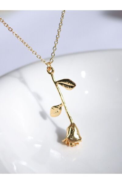 Reorah Collection Gold Color Rose Necklace
