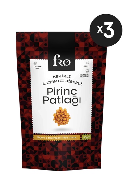 FRO 3'lü Kekikli & Kırmızı Biberli Pirinç Patlağı Glutensiz Vegan Şekersiz Sa...