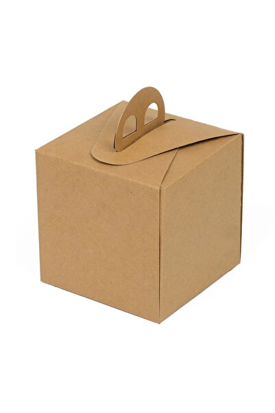 Eko Ambalaj Kare Kraft Saplı Mono Turta Kutusu 12x12x12 cm 100 Adet
