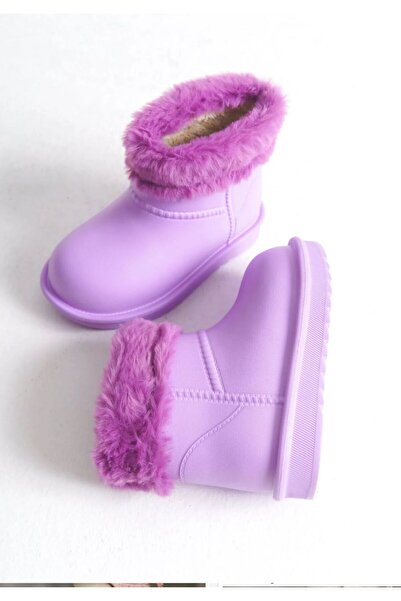 doğan gurup Çocuk Lila Su Geçirmez Içi Kürklü Yarım Bot Kalın Taban