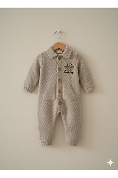 Bip Baby Knitwear Embroidered Pocketed Front Buttoned Baby Two-Piece Set