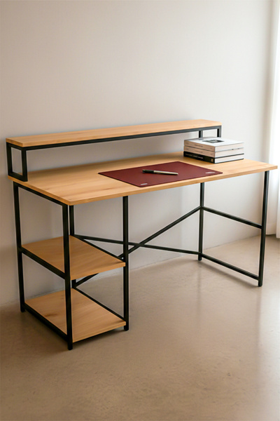 PLUSKIT Çalışma Masası Bilgisayar Masası 2 Raflı Metal Ofis Çalışma Masası