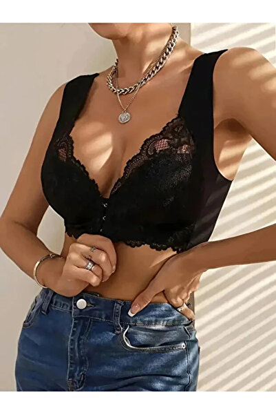 SWEETKORSE 3'Lü Set Bonny Sütyen Önden Agraflı Pedli Bralet Çiçekli Dikişsiz Dantel Detaylı Sütyen