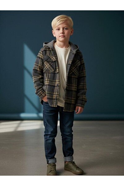 Zekids Μπουφάν για αγόρια με κουκούλα και καρό σχέδιο