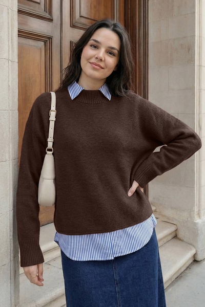 InStyle Bat Sleeve Bitter Brown Knitwear Sweater