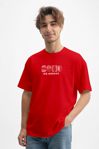 caddekombin Tricou pentru bărbați Soho New York Design 100 Face Cotton Red