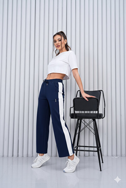 ROSE DAWSON Women's Wide-Leg Daily Jogger Bottoms with Side Stripes