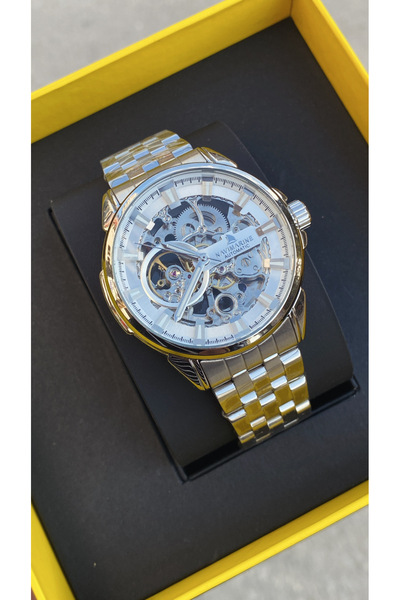 Navimarine Automatic Skeleton Dial Special Design Band Steel Men's Wristwatch...