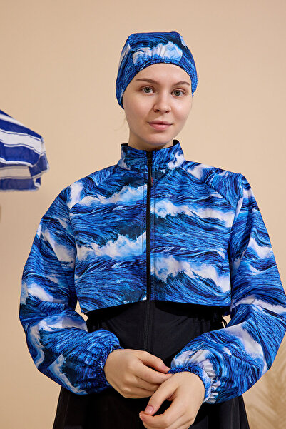 GAVLİA Women's Hijab Swimsuit 3-Piece Set - Half-Covering Zippered..